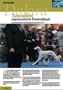 D.Hintzenberg-Freisleben: Bericht über die Teilnahme am EUKANUBA World Challenge 2007, erschienen in "Unsere Windhunde Januar 2008, Foto: Eukanuba